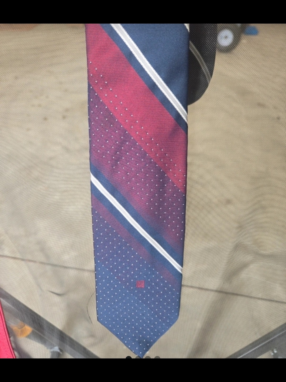 Givenchy Two-Tone Diagonal Stripe Tie in Blue and Burgundy